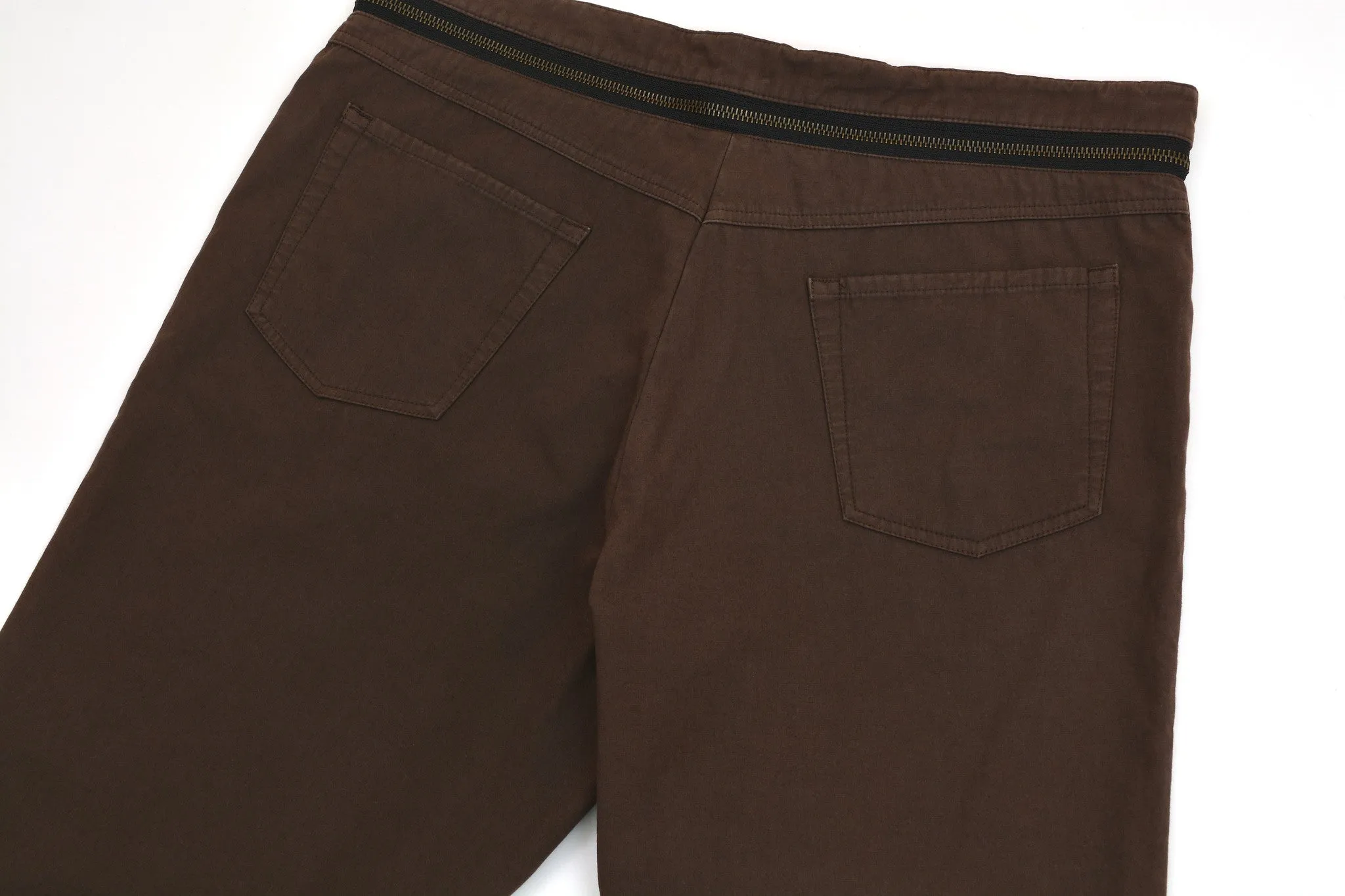 2002 Brown Double Cotton Jeans with Deconstructed Zip Waistband