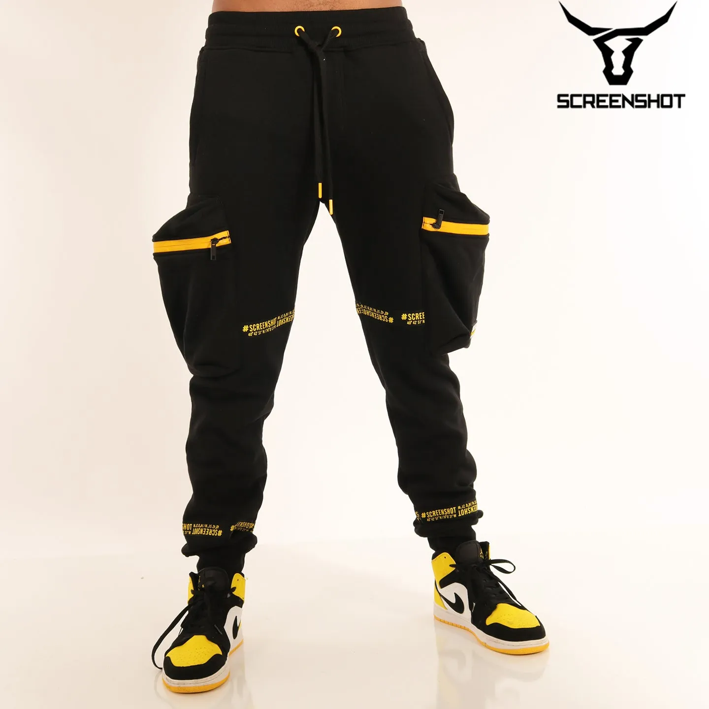 3D MULTI CARGO POCKET FLEECE PANTS - P11266 (BLACK)