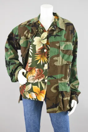 80s Military Camo Fatigue Jacket, Men's Medium Long