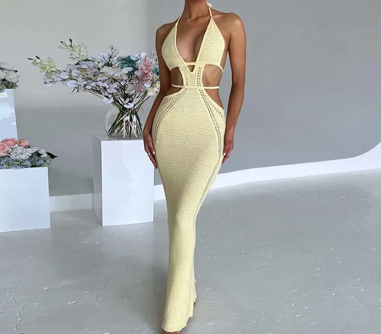 A&A Knitted Cut Out Summer Maxi Dress