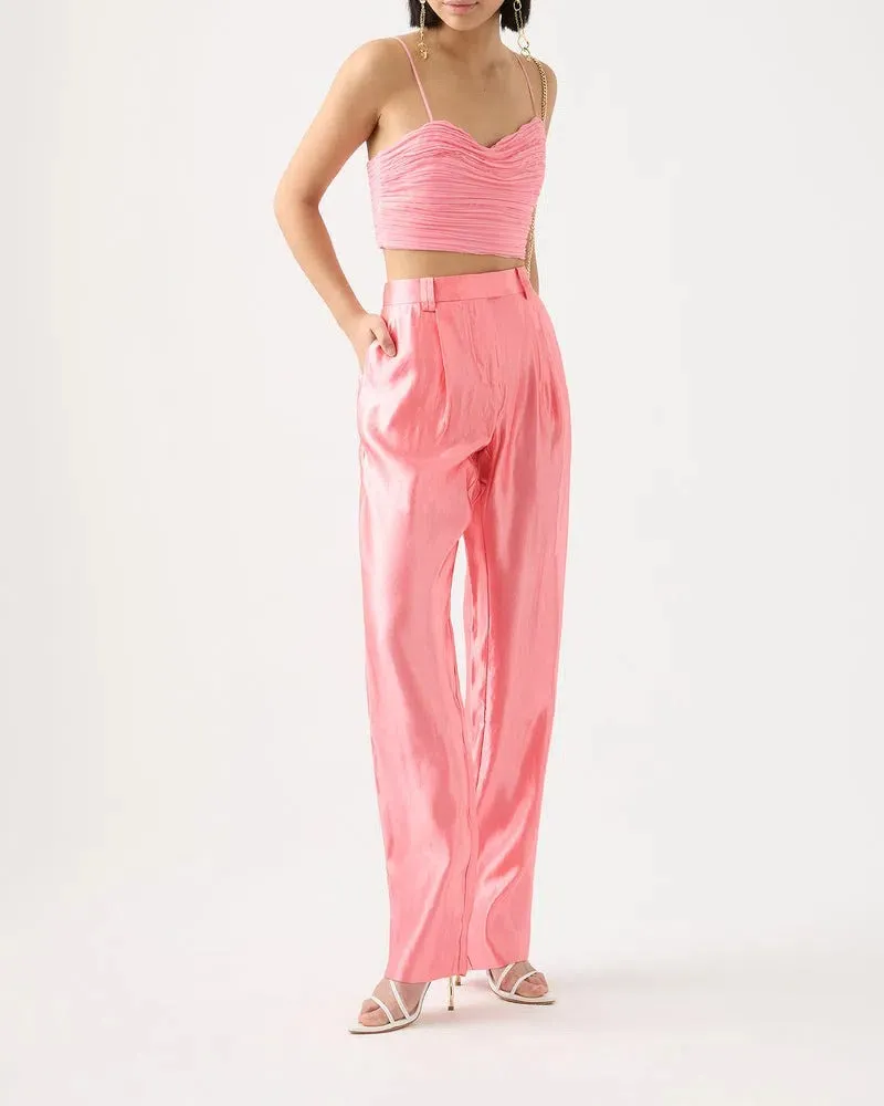 Aje Laurier Wave Cropped Top And Gracious Pant Set Pink Size 6 / XS