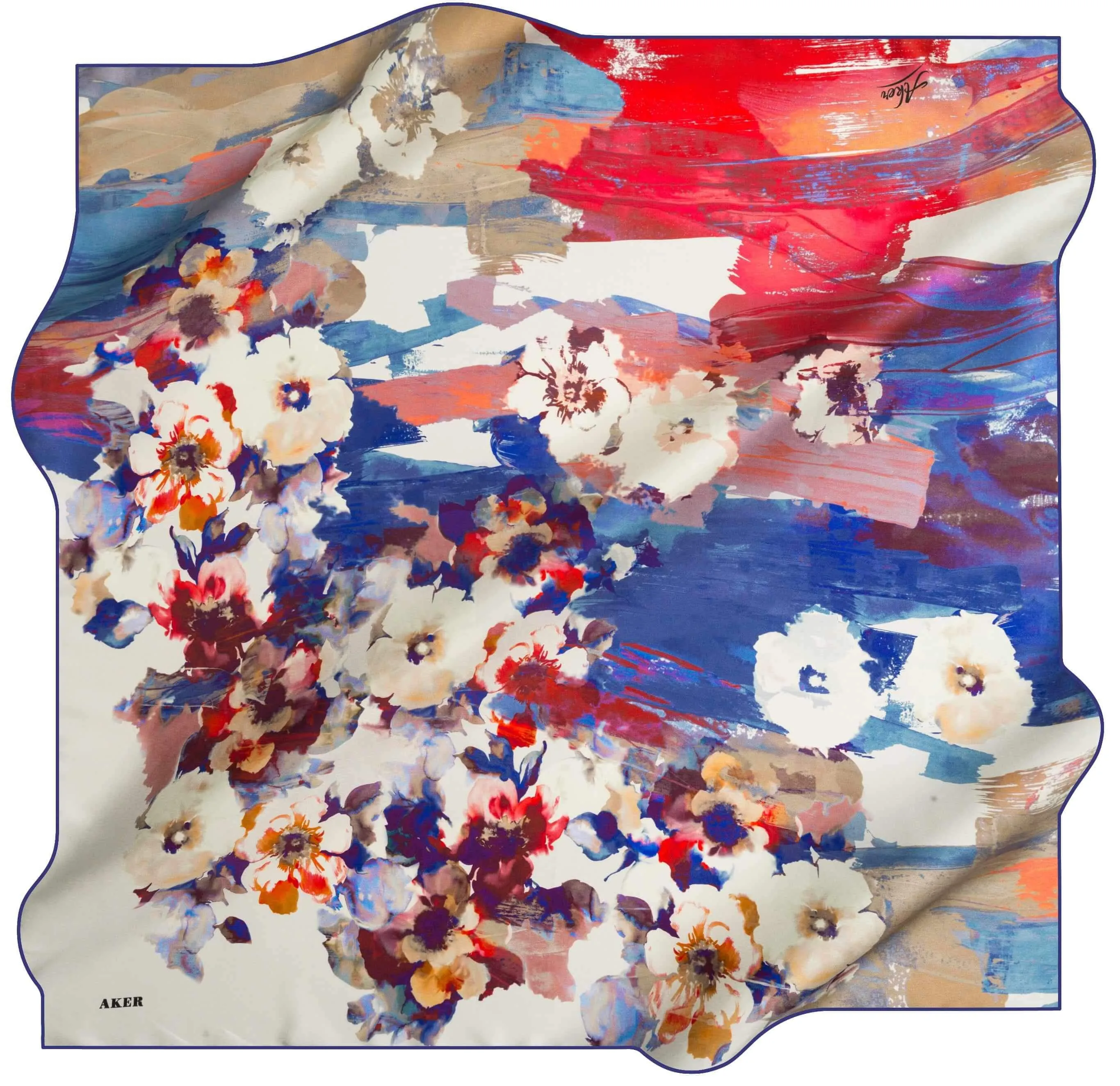 Aker Floral Square Silk Scarf Cora