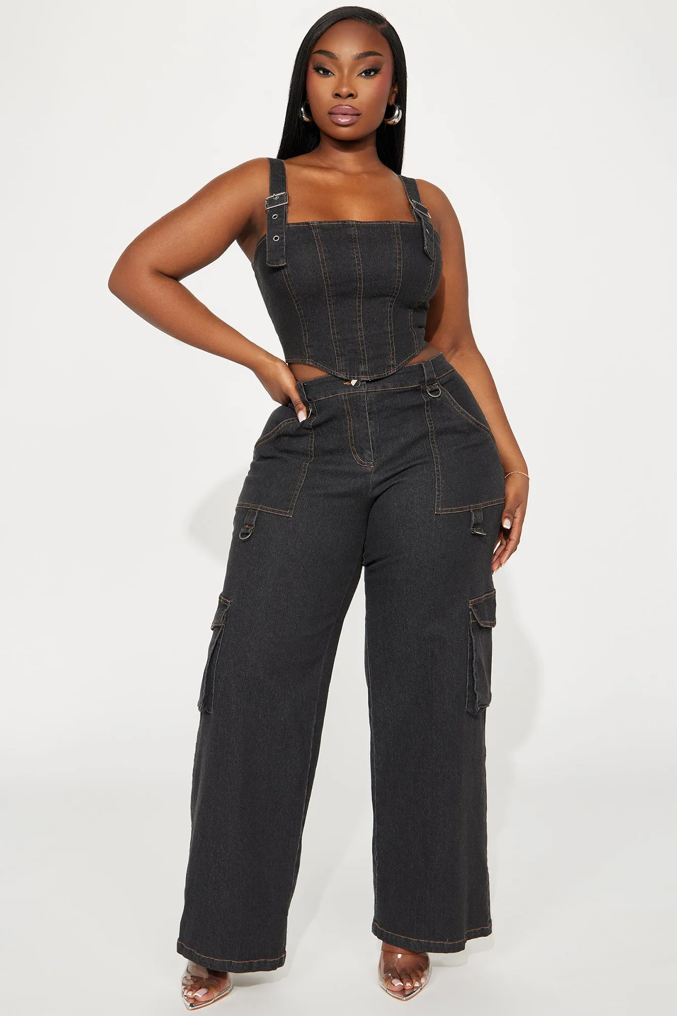 Allyson Denim Pant Set - Dark Wash