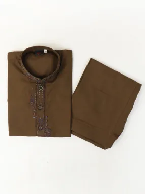 AM 368 Boys Kameez Shalwar Suit 2Yrs - 14Yrs Design 03 Brown