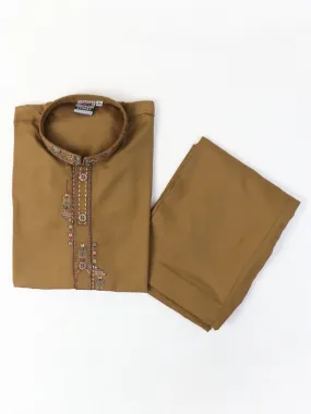 AM 368 Boys Kameez Shalwar Suit 2Yrs - 14Yrs Design 03 Light Brown