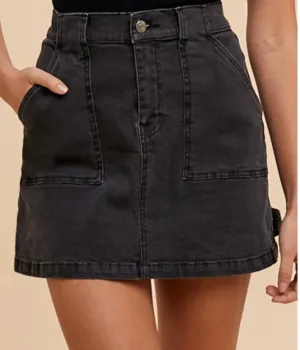 AnnieWear Cargo Denim Mini Skirt