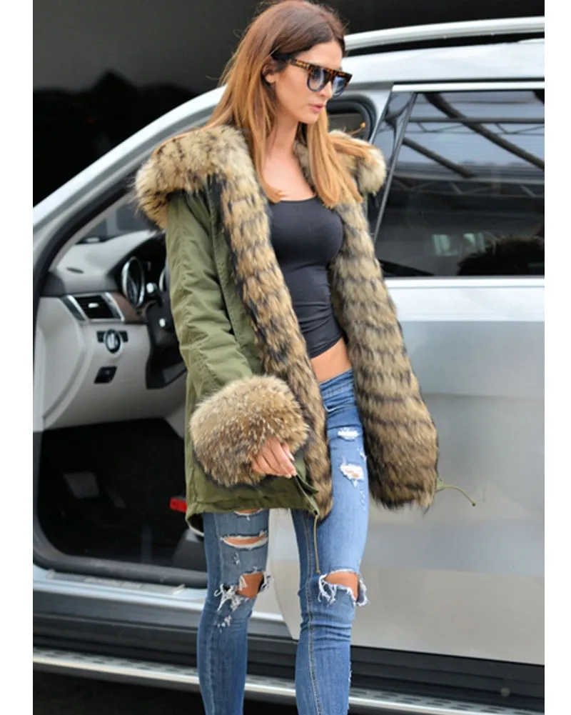 Aofur New Women Ladies Hood Parka Jacket Quilted Winter Coats Fishtail Anoraks PLUS Size S-XXXL