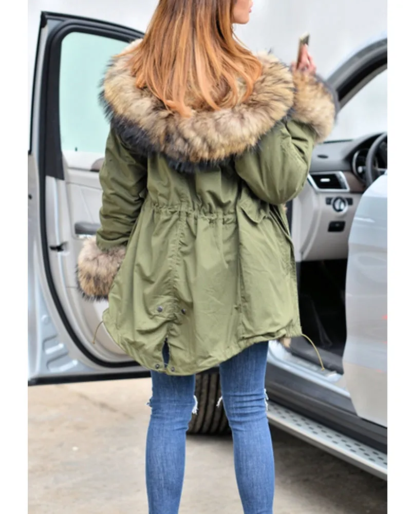 Aofur New Women Ladies Hood Parka Jacket Quilted Winter Coats Fishtail Anoraks PLUS Size S-XXXL