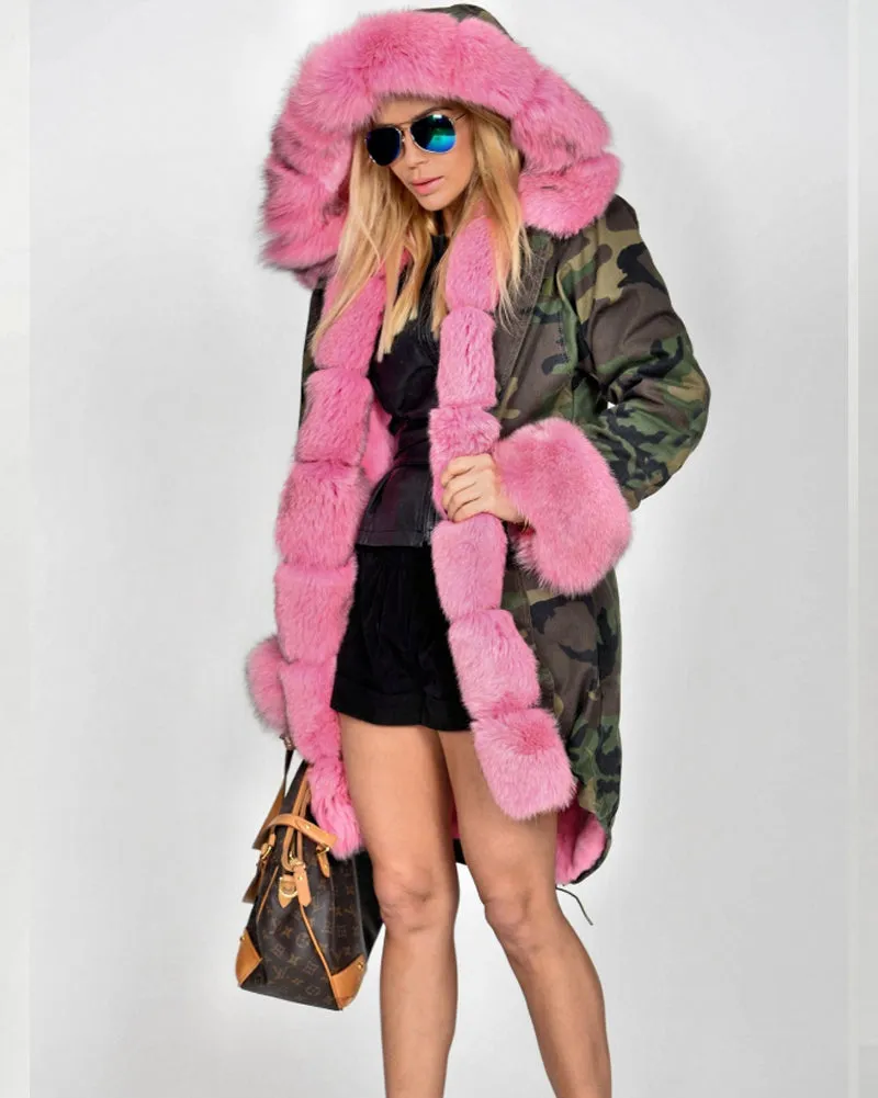 Aofur Women's Hooded Parka Jacket Fleece Faux Fur Coat Long Trench Tops US Stock Overcoat New