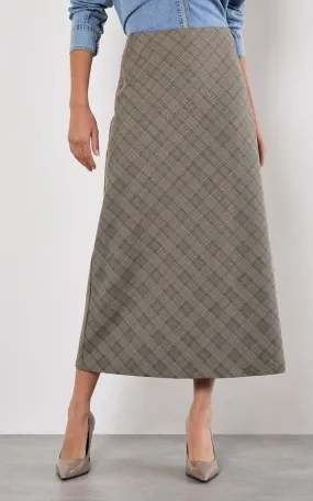 Apricot- Heritage Check Bias Skirt