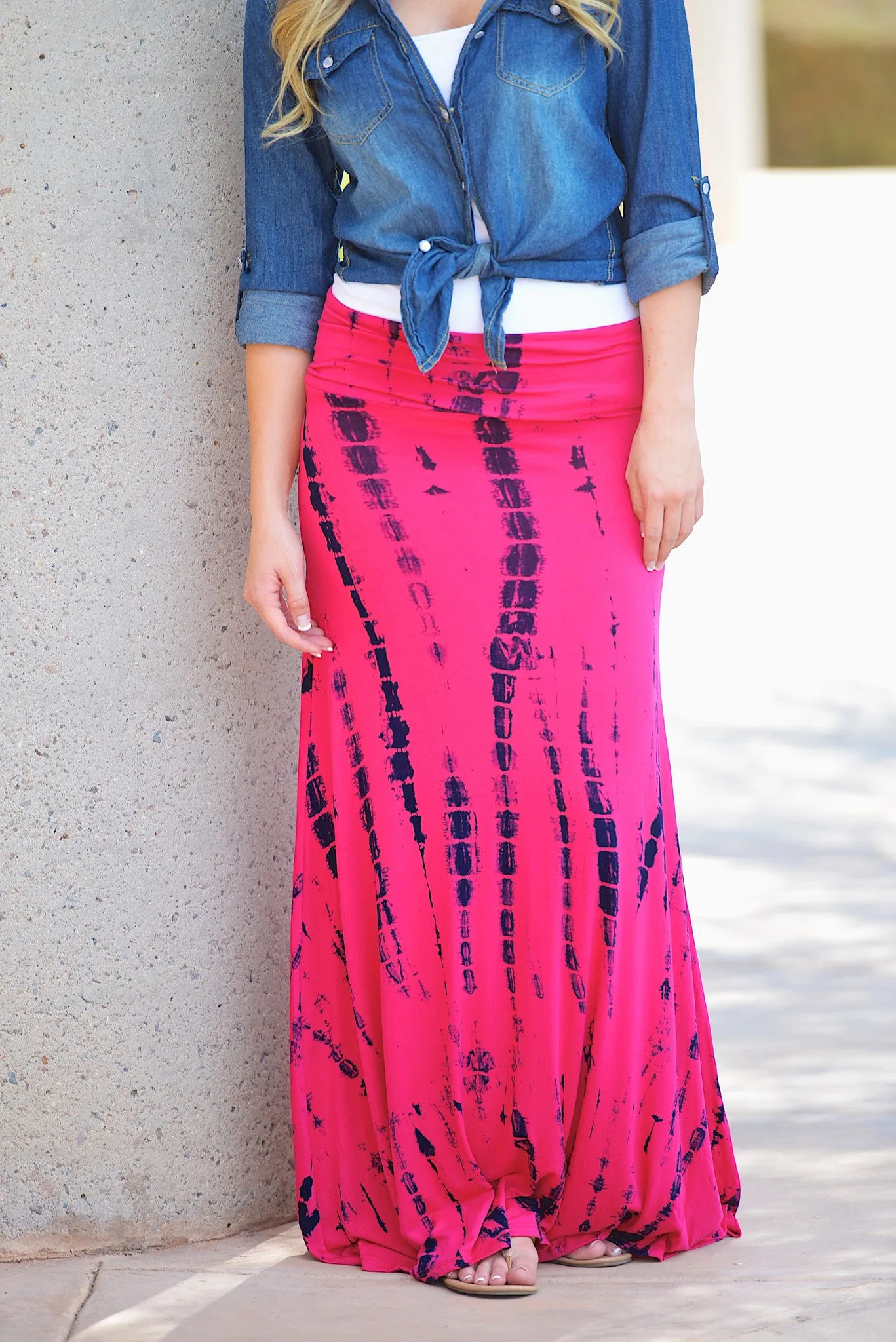 At A Standstill Bamboo Silhouette Maxi Skirt - Fuchsia