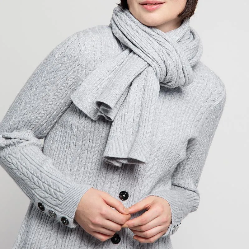 Atelier by Lyse Spenard Cable Knit Scarf - Grey