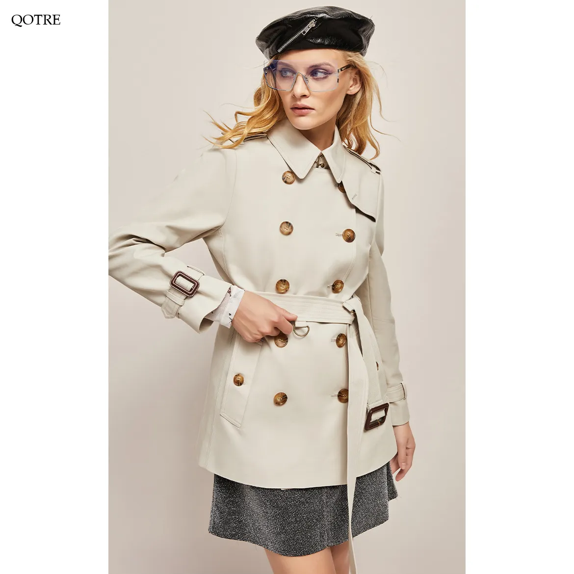 Belted Double Breasted Trench Coat