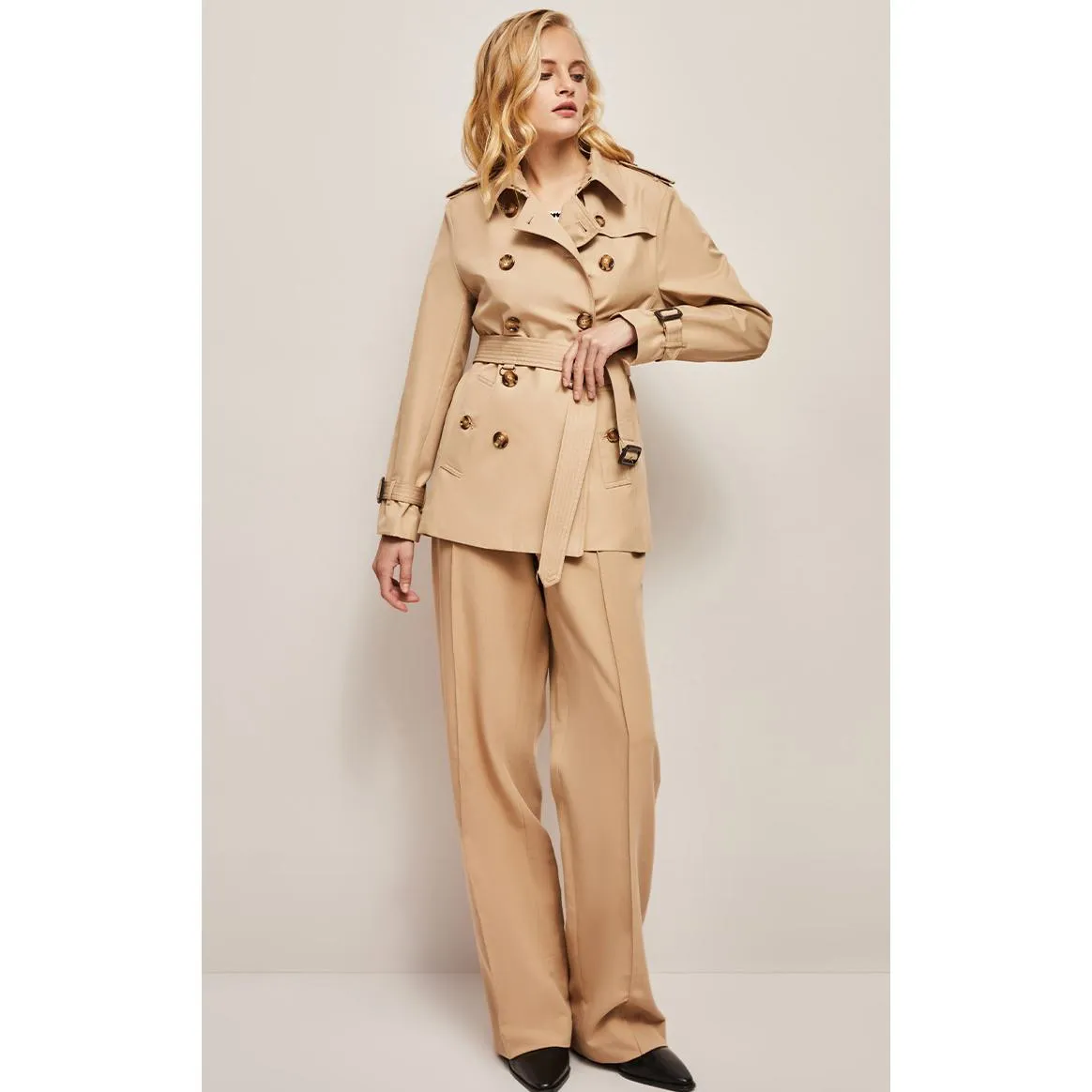 Belted Double Breasted Trench Coat