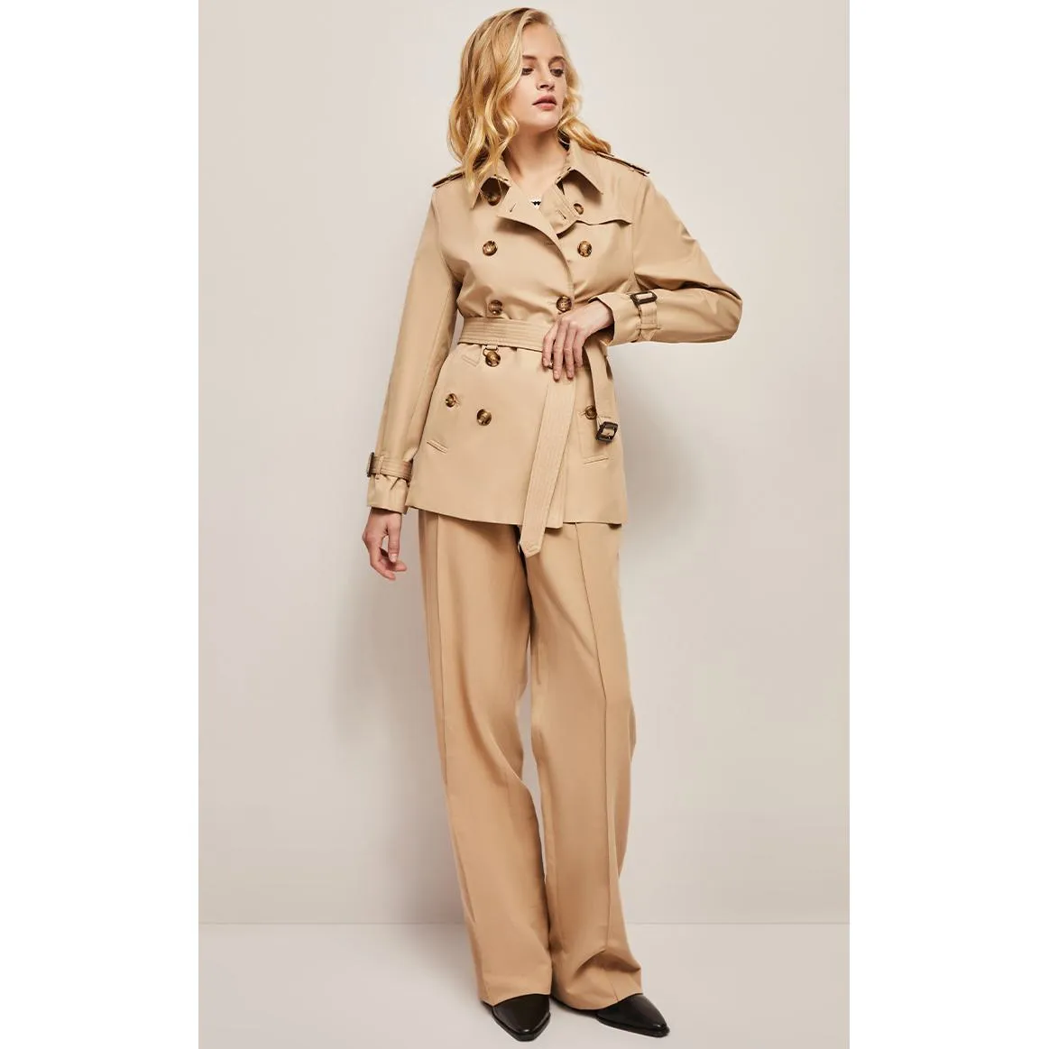 Belted Double Breasted Trench Coat