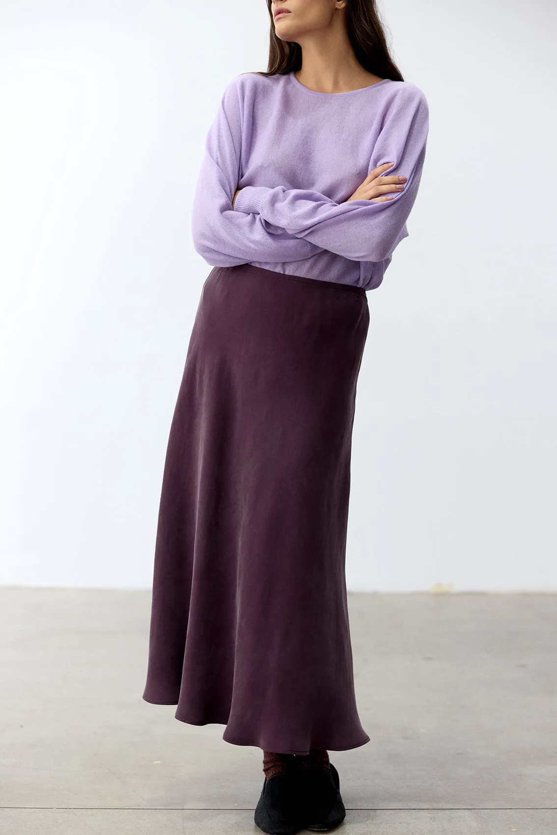 Bias Long Skirt Cupro - Berenjena