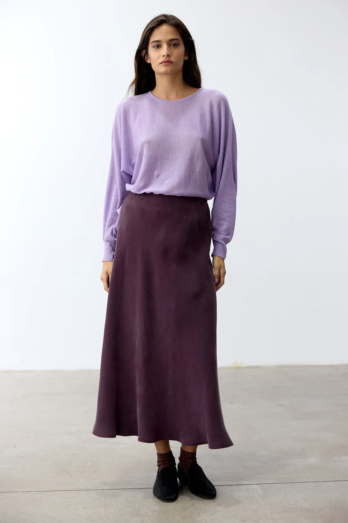 Bias Long Skirt Cupro - Berenjena