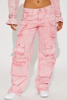 Billie Low Slung Cargo Jeans - Pink