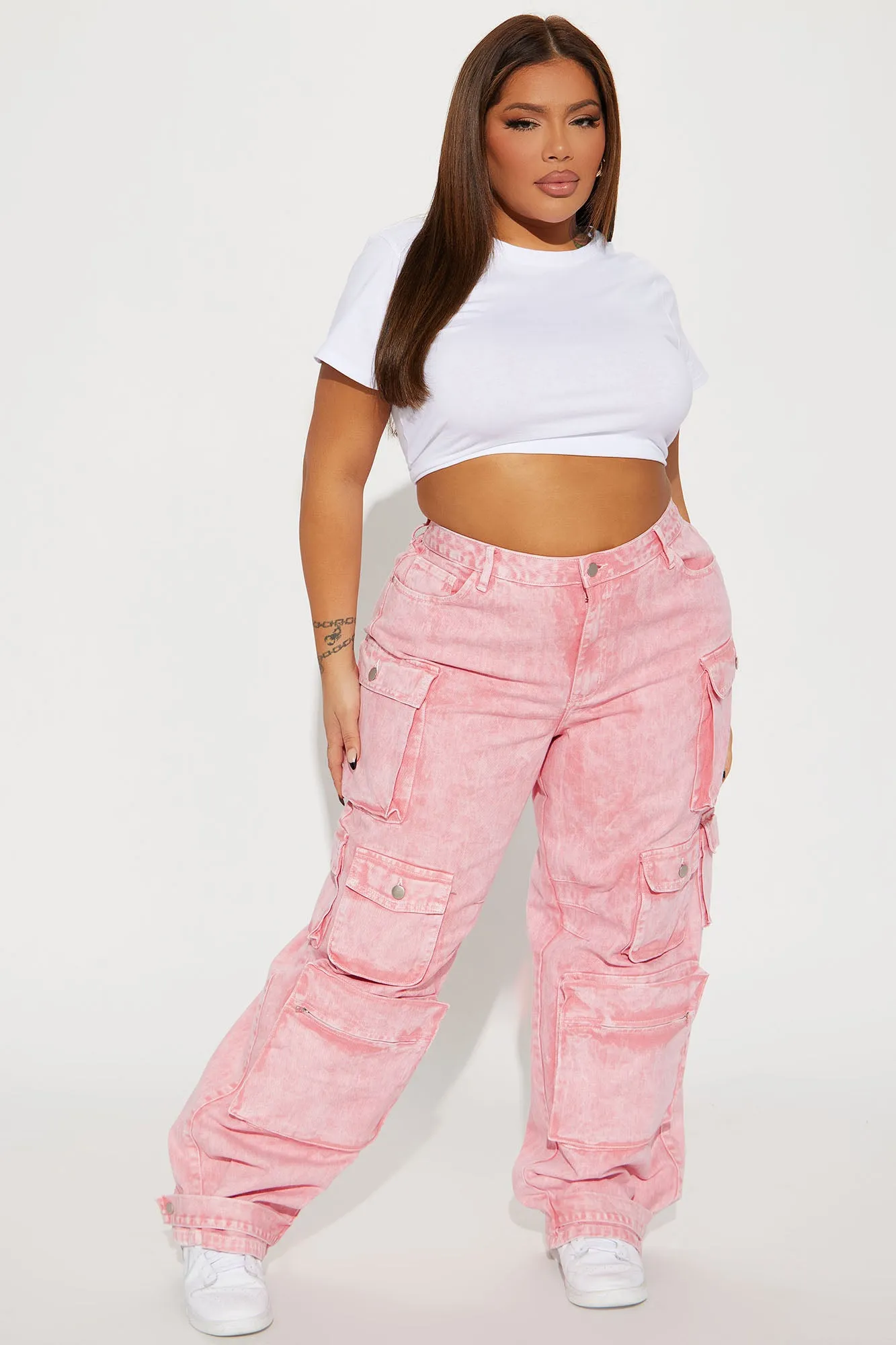 Billie Low Slung Cargo Jeans - Pink