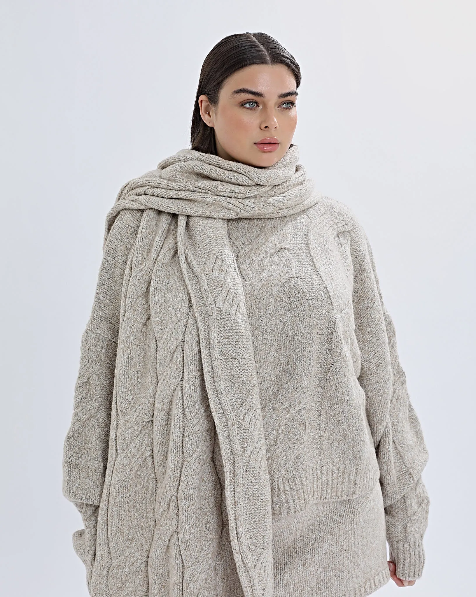 Bimmi Knit Scarf Beige