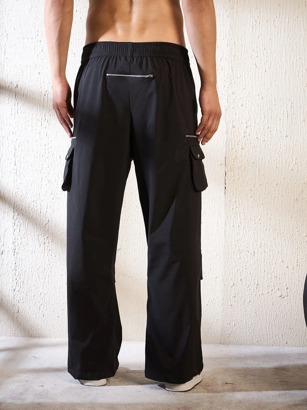 Black Parachute Multi Zipped Cargo Trackpants