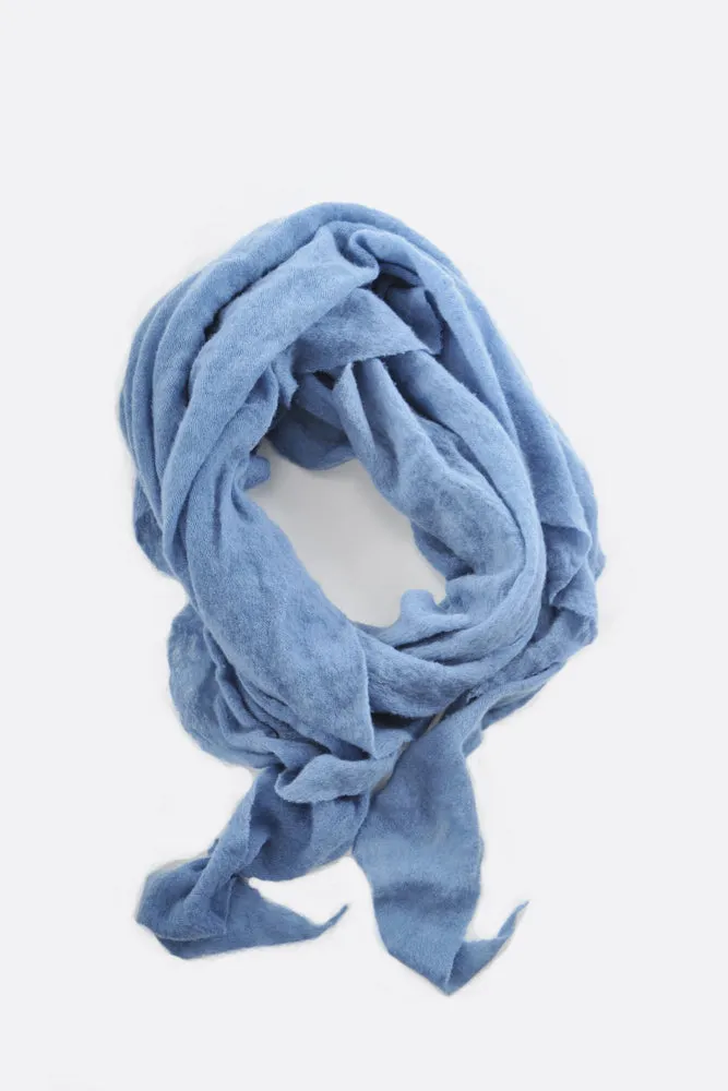 Blue Classic Knit Diamond Cashmere Scarf