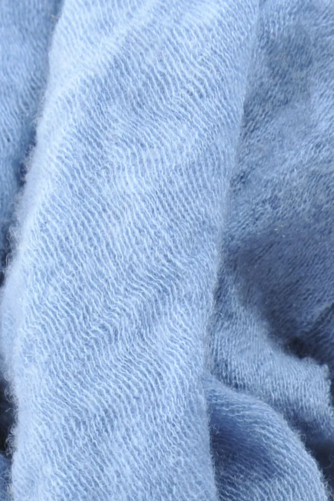 Blue Classic Knit Diamond Cashmere Scarf