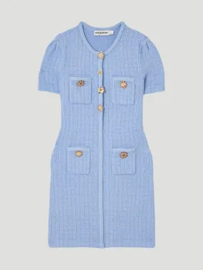 Blue Jewel Button Knit Mini Dress