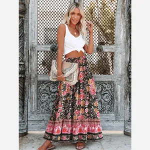 Bohemian Floral Maxi Skirt