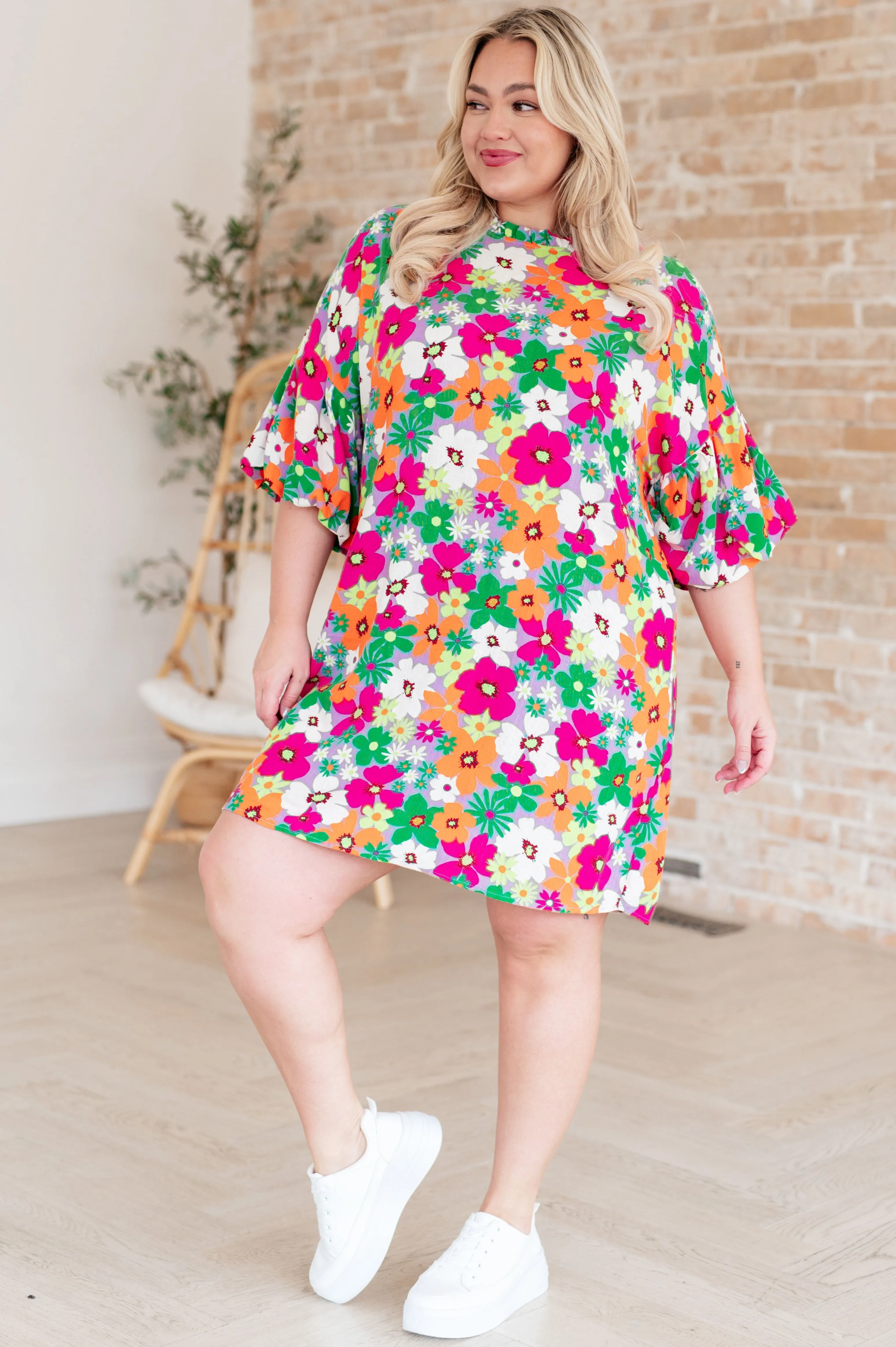 Bubble Sleeve Shirt Dress -FINAL SALE-