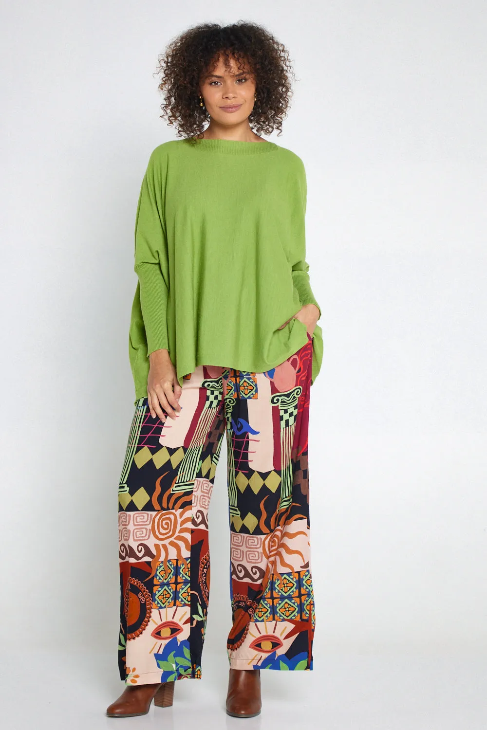 Button Back Knit Jumper - Green