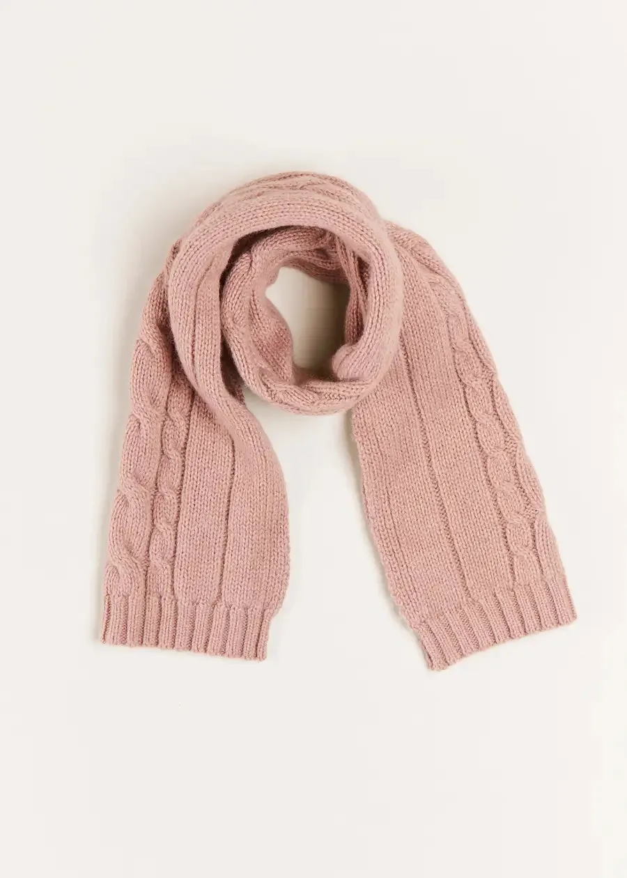 Cable Detail Knitted Scarf in Pink