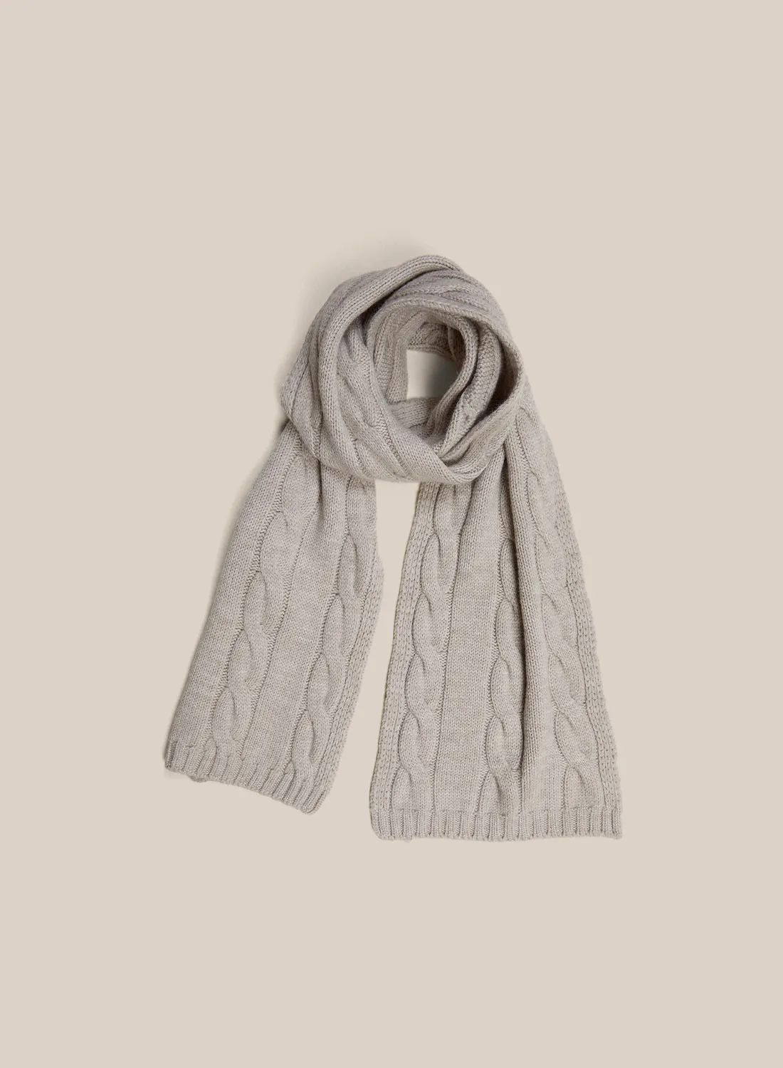 Cable Knit Scarf - Oatmeal