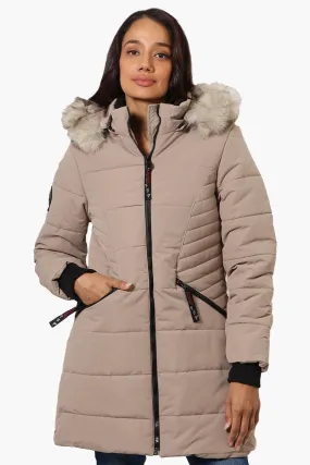 Canada Weather Gear Vegan Fur Hood Puffer Parka Jacket - Beige