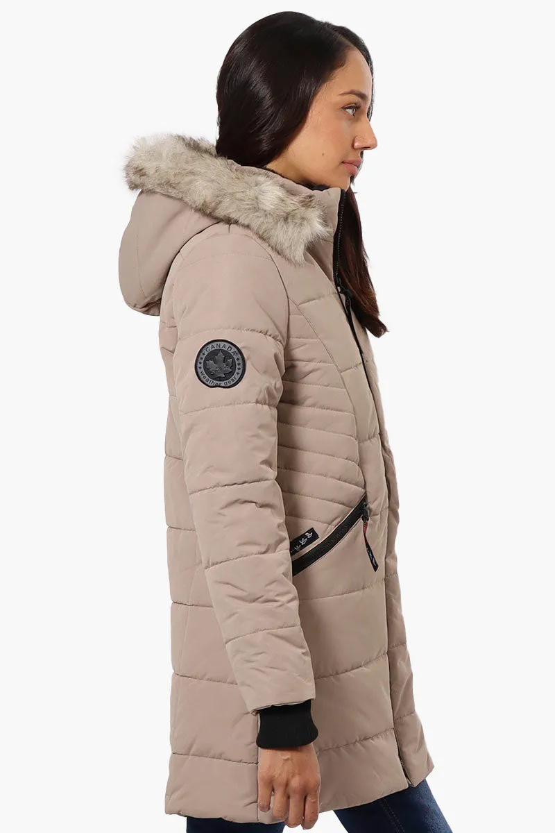 Canada Weather Gear Vegan Fur Hood Puffer Parka Jacket - Beige