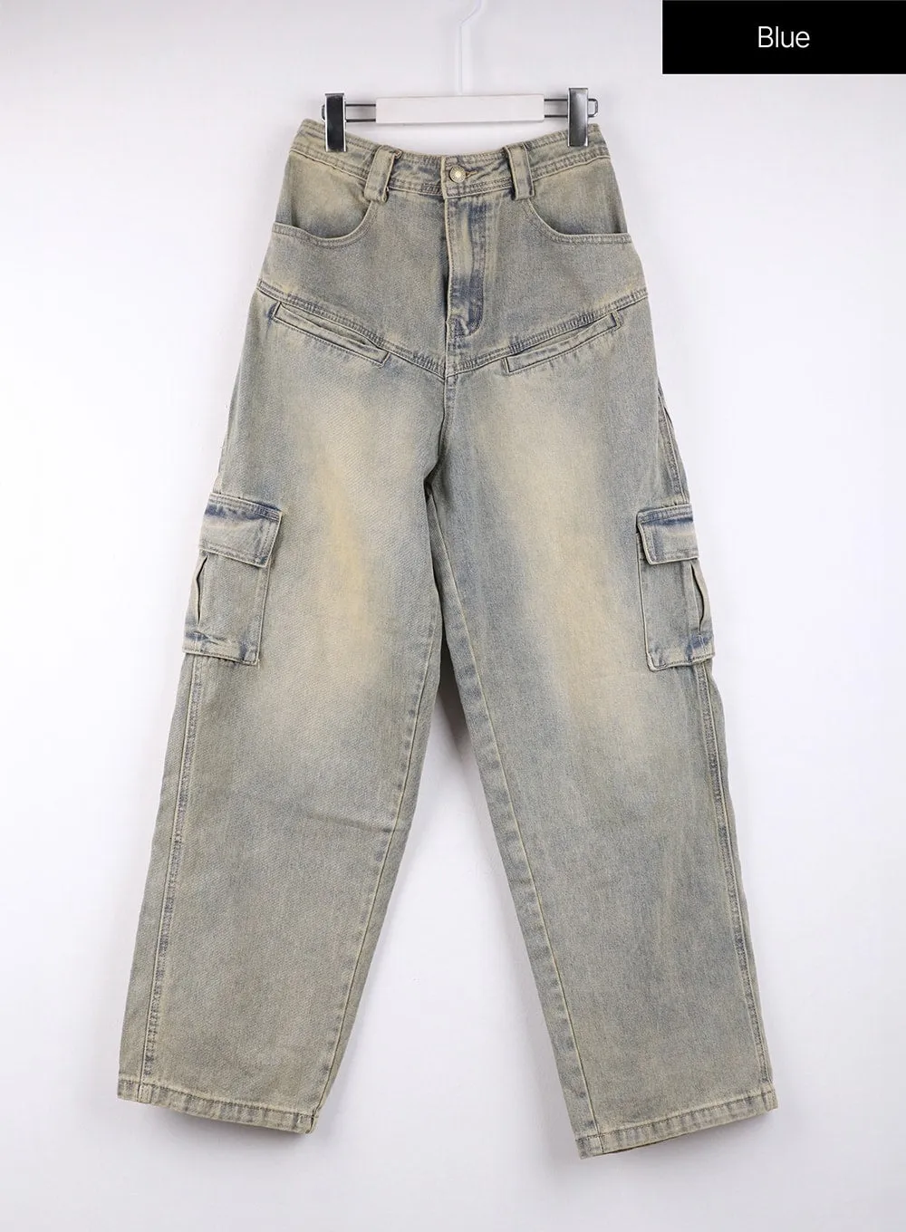 Cargo Denim Straight Leg Jeans CJ422