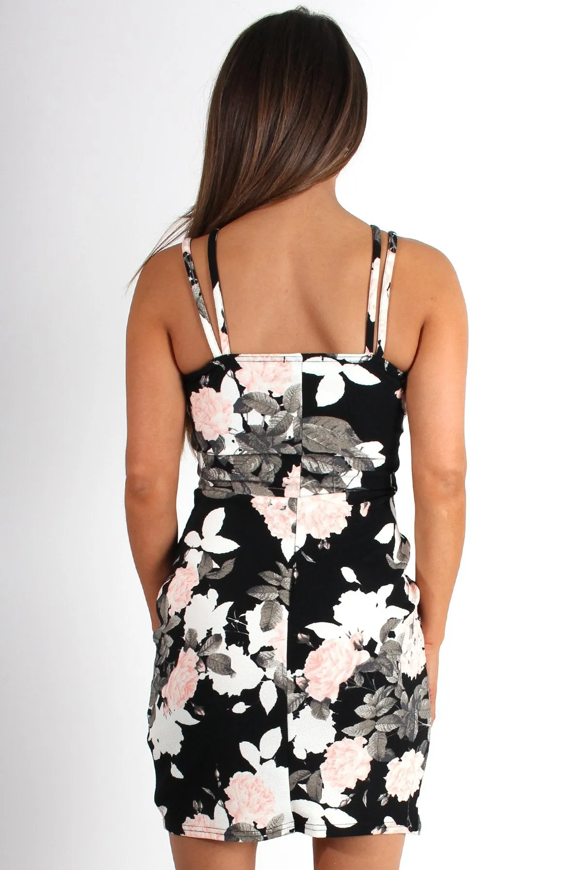 Carissa Black Floral Bodycon Dress