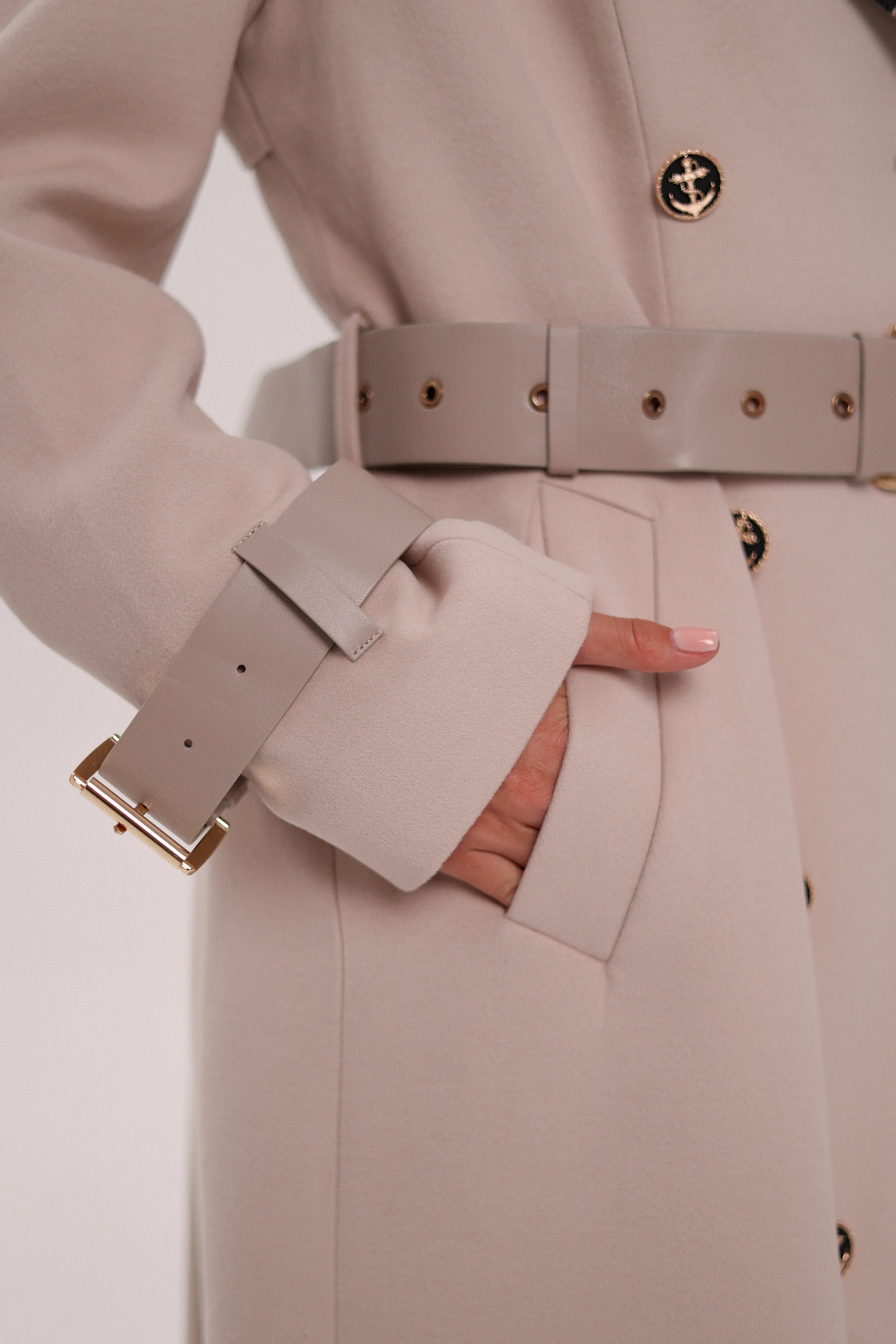 Cashmere Wool Blend Trench Coat in Nude