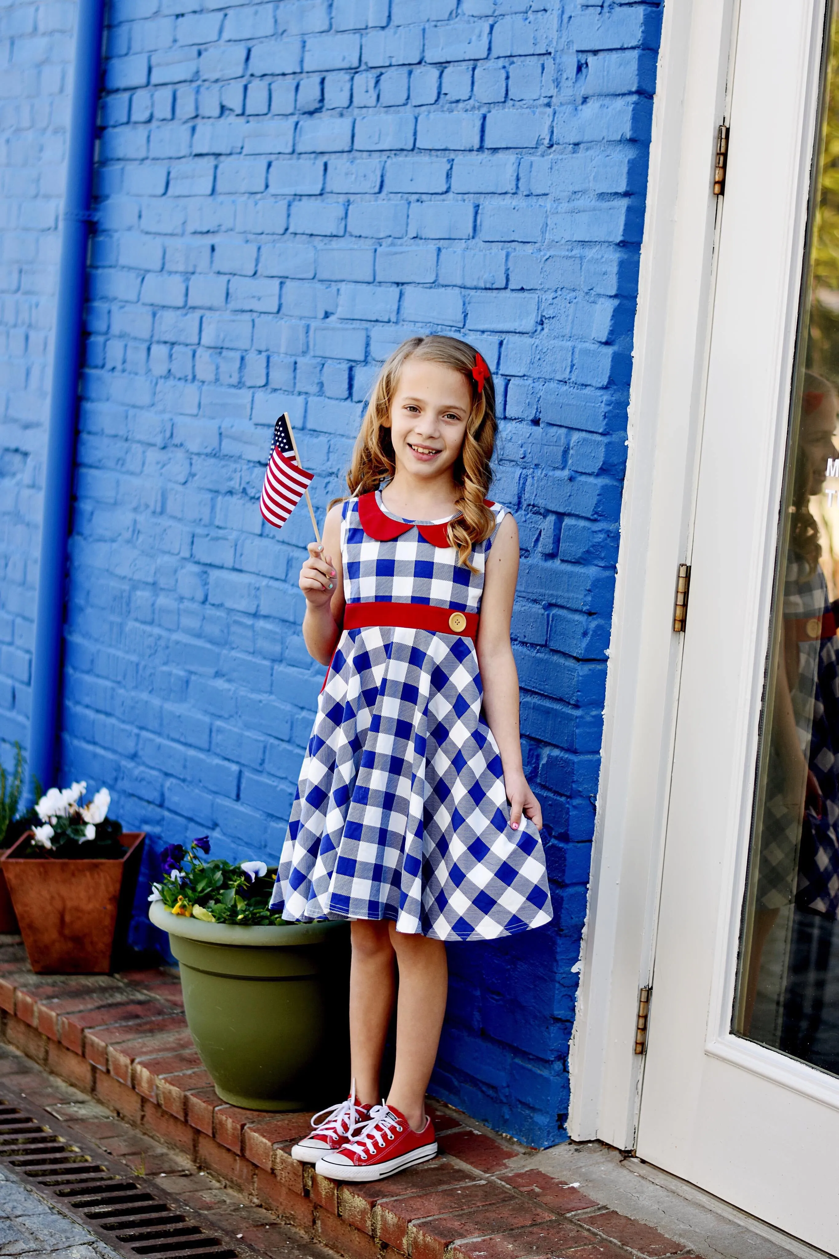 Central Park Twirl dress in Red, White, & Blue