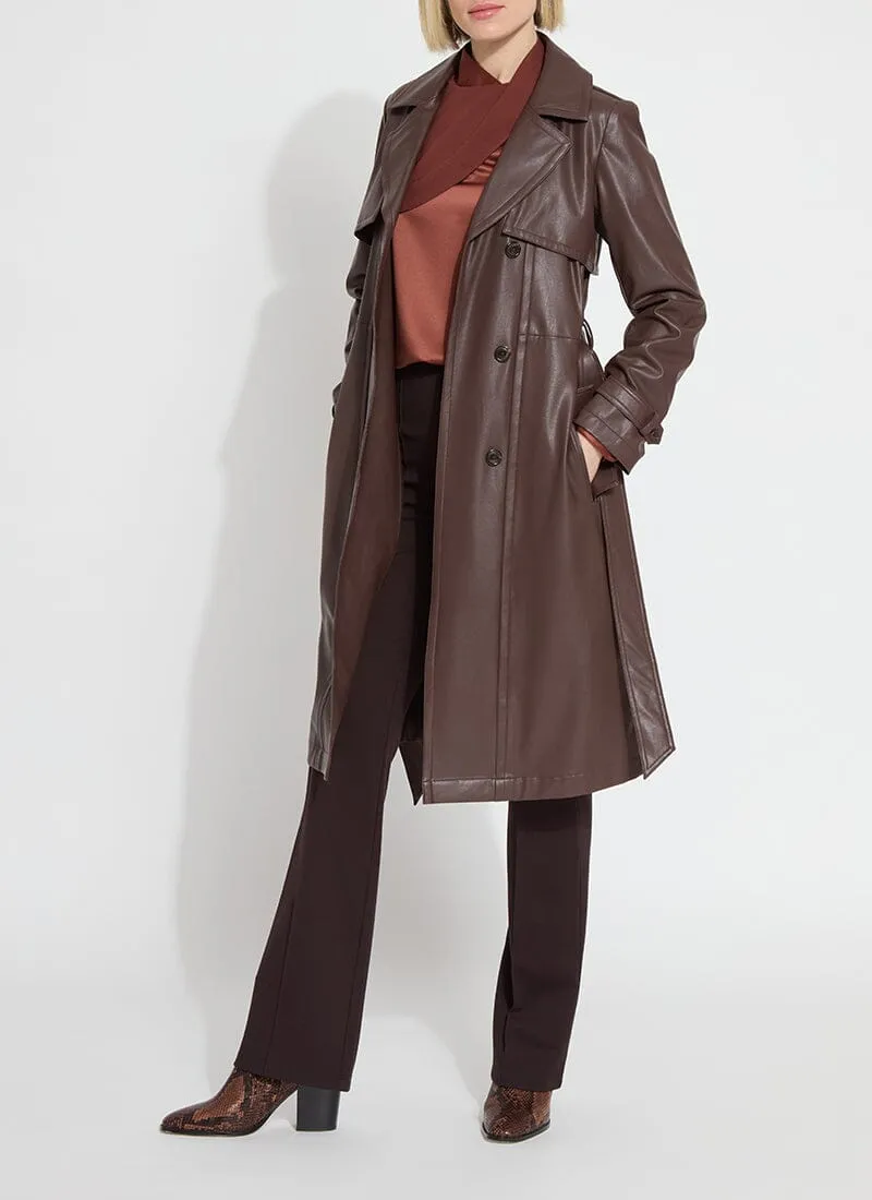 Cielo Vegan Leather Trench Coat | Dark Mocha