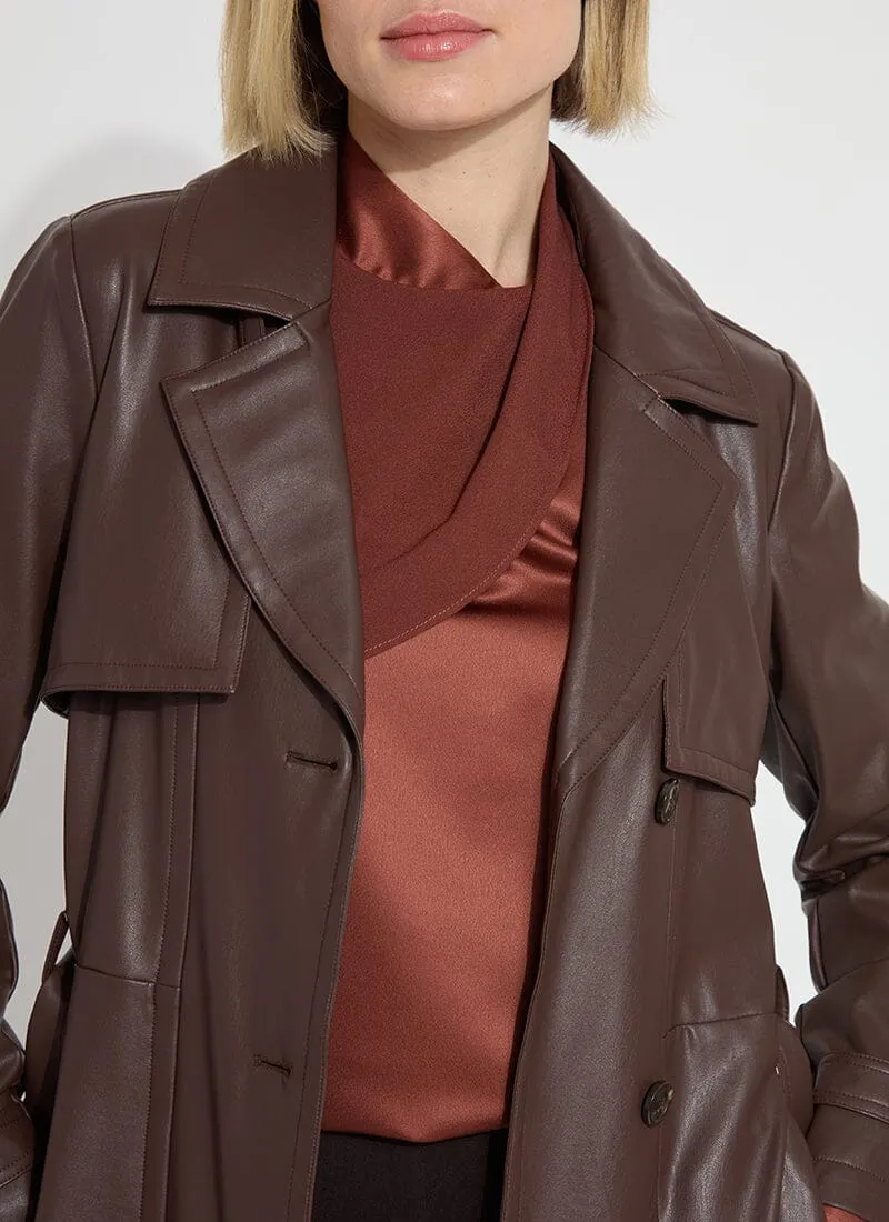 Cielo Vegan Leather Trench Coat | Dark Mocha