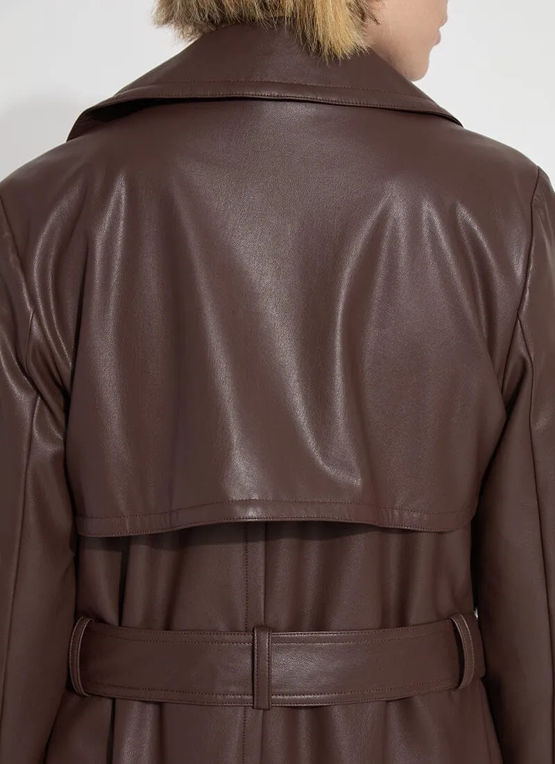 Cielo Vegan Leather Trench Coat | Dark Mocha