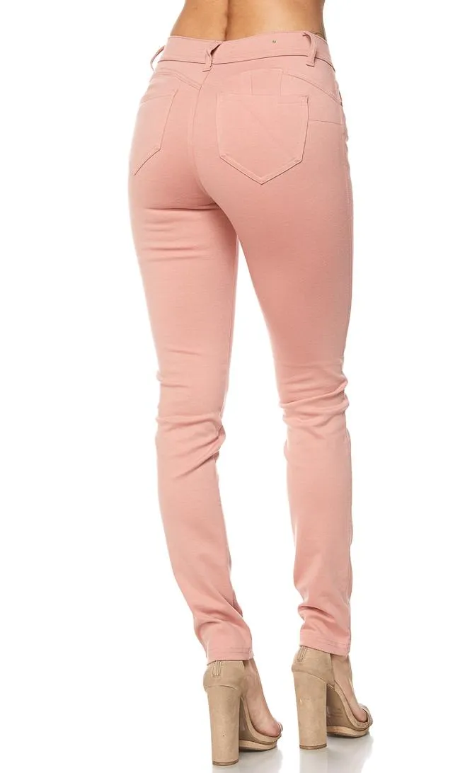 Classic Stretch Knit Skinny Pants in Pink (S-3XL)