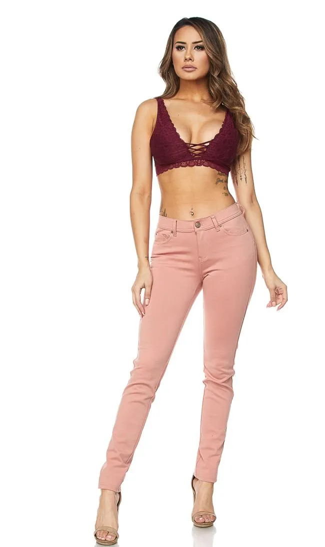 Classic Stretch Knit Skinny Pants in Pink (S-3XL)