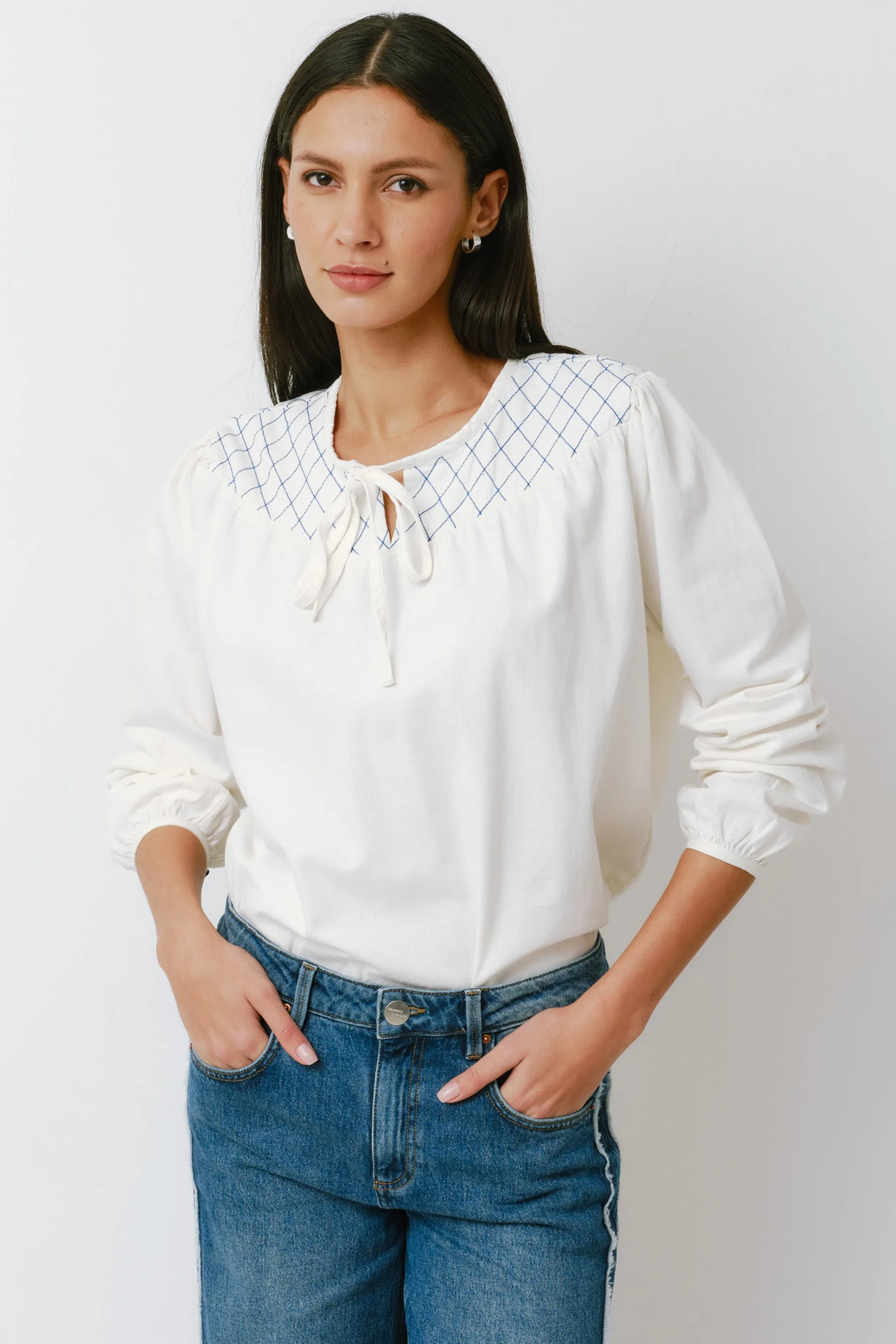 Clio Blouse in Ecru