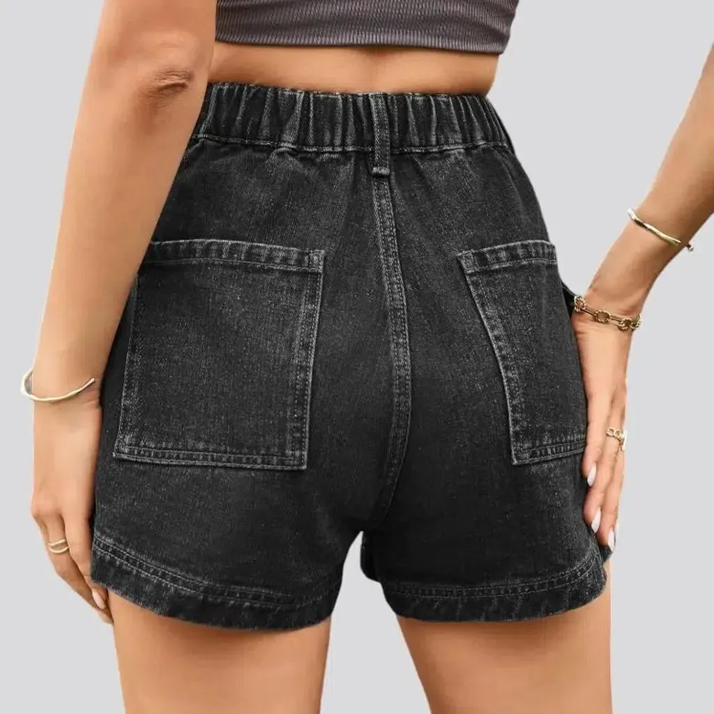 Color women's denim shorts