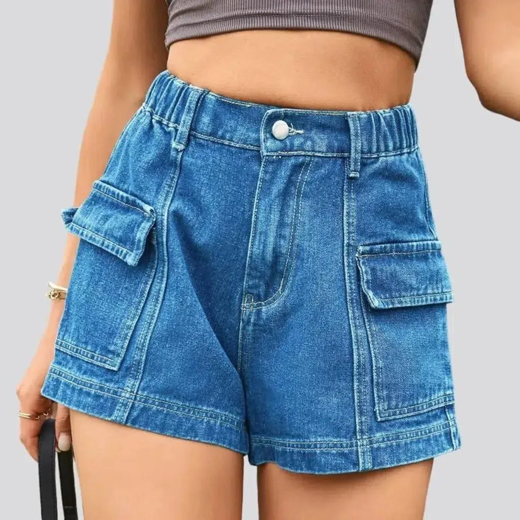 Color women's denim shorts