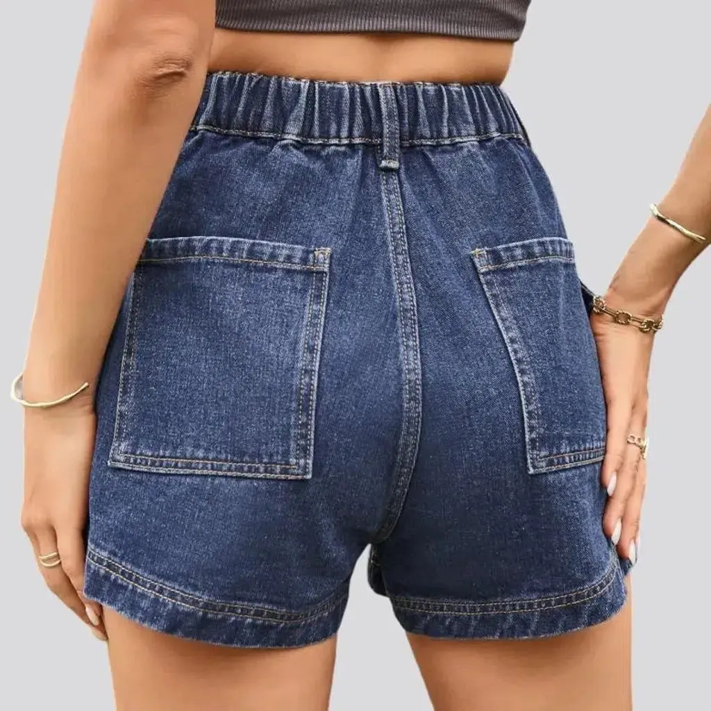 Color women's denim shorts