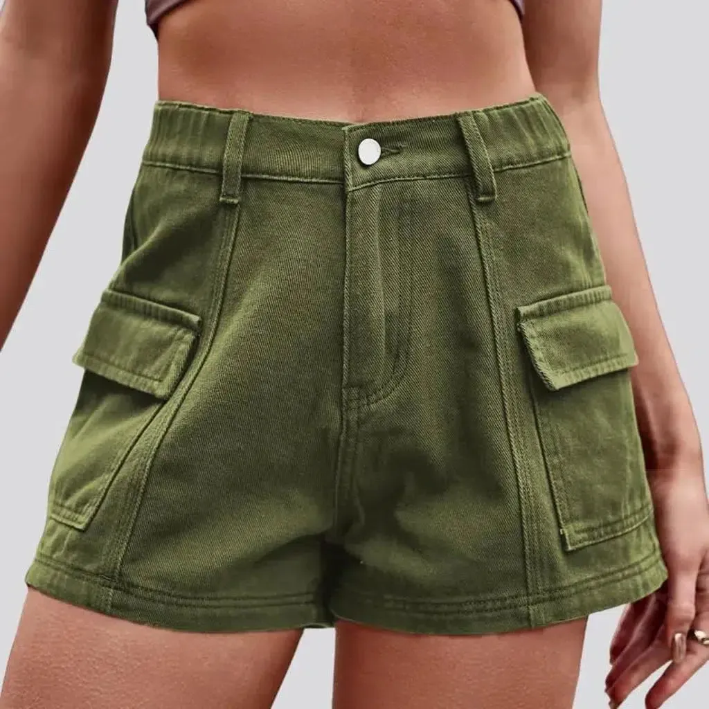 Color women's denim shorts