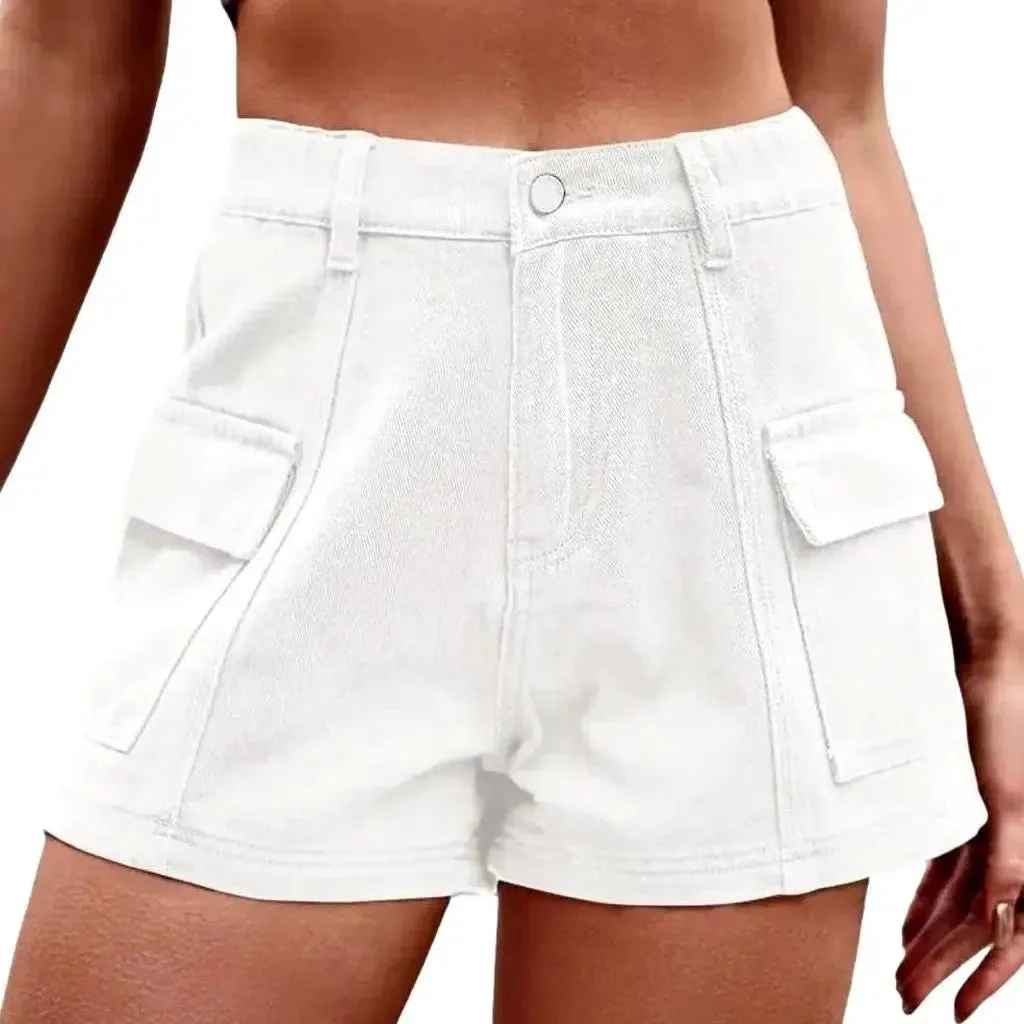 Color women's denim shorts